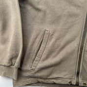 1990s Distressed Brown Embroidered Swoosh Oversized Full Zip Hoodie S - Threads Uncovered