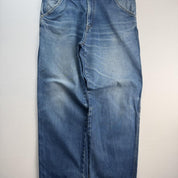 1990s Giovanni Valentino Graphic Embroidered Straight Leg Jeans 32W 30L - Threads Uncovered