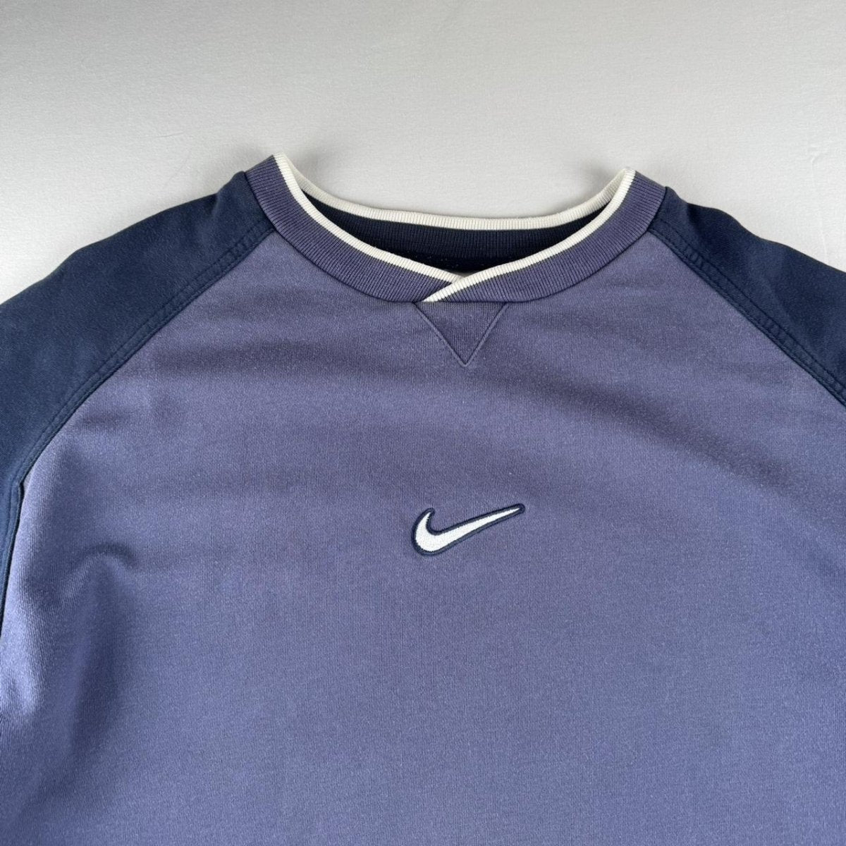 1990s Nike Centre Swoosh embroidered Distressed Oversized Jumper XL - Threads Uncovered