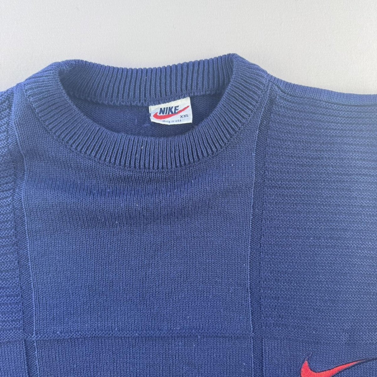 1990s Nike Cotton Knitted Crewneck XXL - Threads Uncovered