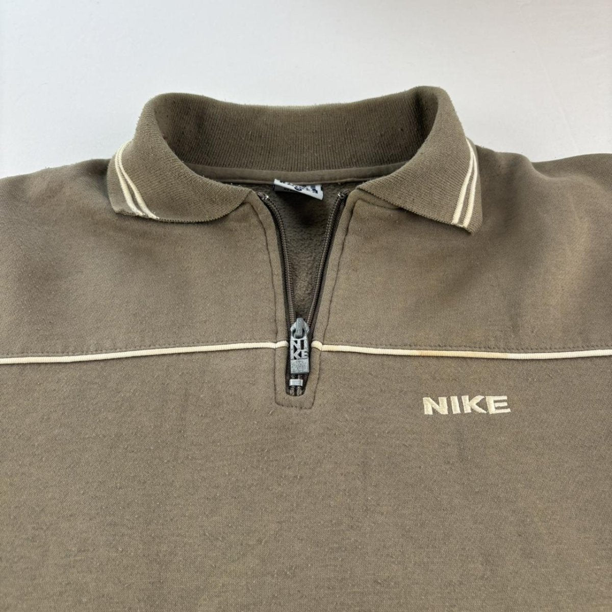 1990s Nike Embroidered Spellout Quarter Zip Fleece S - Threads Uncovered