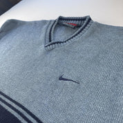 1990s Nike Embroidered Swoosh Panel Knitted Jumper L - Threads Uncovered