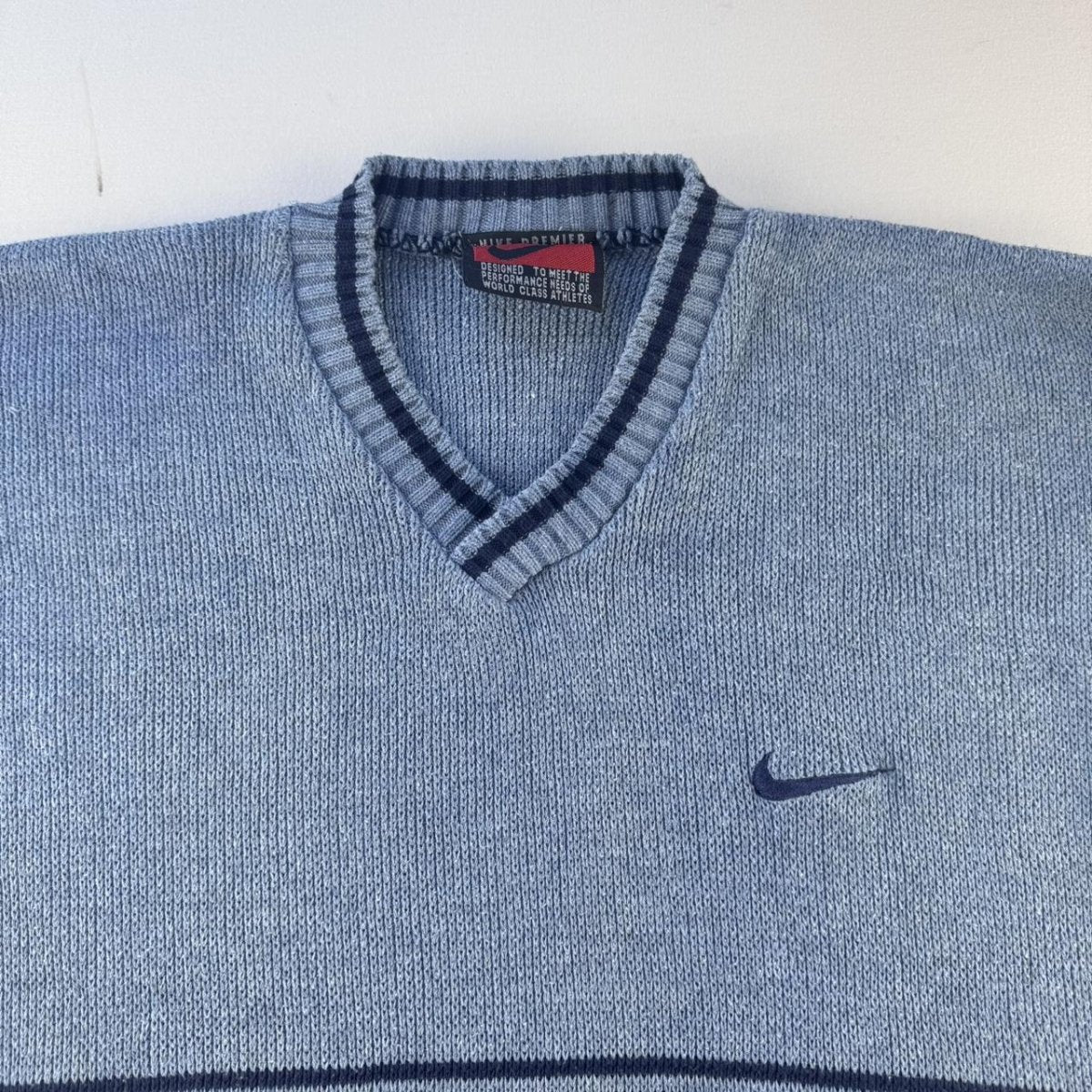 1990s Nike Embroidered Swoosh Panel Knitted Jumper L - Threads Uncovered