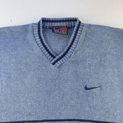 1990s Nike Embroidered Swoosh Panel Knitted Jumper L - Threads Uncovered