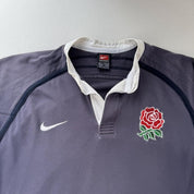 1990s Nike England Rugby Long Sleeve Rugby Polo Shirt L - Threads Uncovered