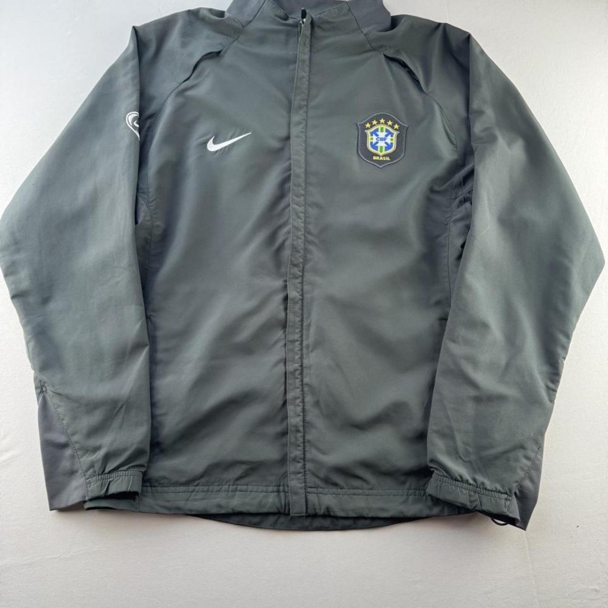 1990s Nike Team Brazil Grey Tracksuit Top M - Threads Uncovered