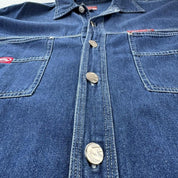 1990s Quiksilver Lightweight Denim Oversized Button Down Surf Shirt M - Threads Uncovered