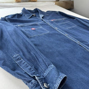 1990s Quiksilver Lightweight Denim Oversized Button Down Surf Shirt M - Threads Uncovered