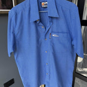 1990s Quiksilver Striped Embroidered Logo Button Down Shirt M - Threads Uncovered