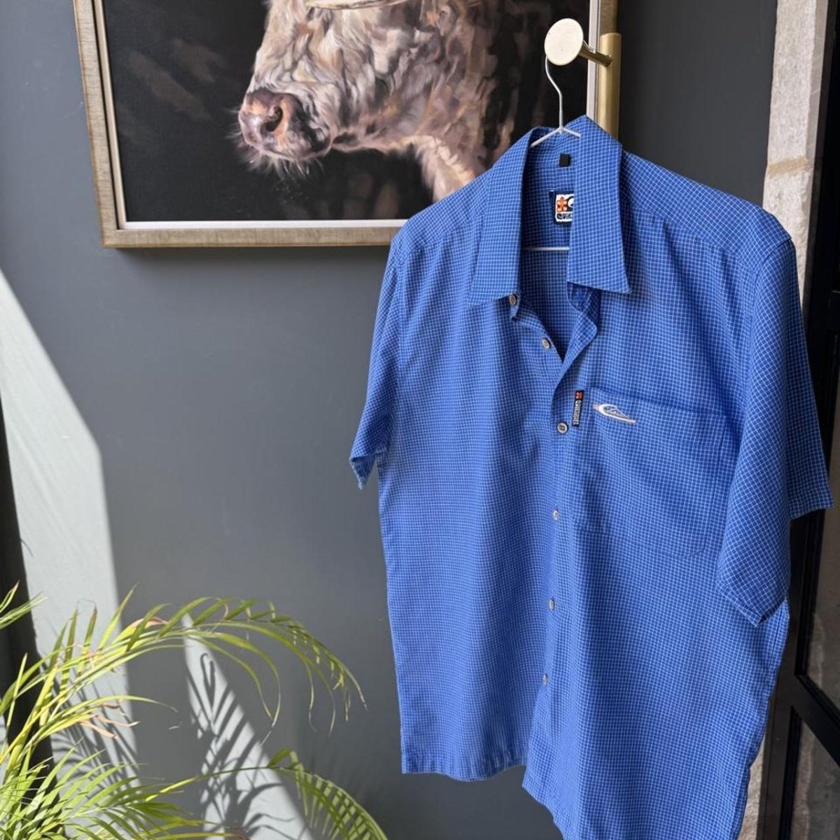 1990s Quiksilver Striped Embroidered Logo Button Down Shirt M - Threads Uncovered