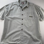 1990s Stone Grey Quiksilver Surf Button Down Shirt XL - Threads Uncovered