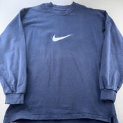 1990s Thick Embroidered Centre Swoosh Nike Sweatshirt XL - Threads Uncovered