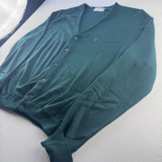 1990s Vintage Yves Saint Laurent YSL Dark Green Cardigan L - Threads Uncovered