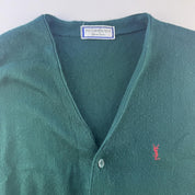 1990s Vintage Yves Saint Laurent YSL Dark Green Cardigan L - Threads Uncovered