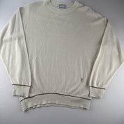 1990s Yves Saint Laurent YSL Embroidered Cream Jumper L - Threads Uncovered