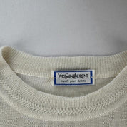 1990s Yves Saint Laurent YSL Embroidered Cream Jumper L - Threads Uncovered