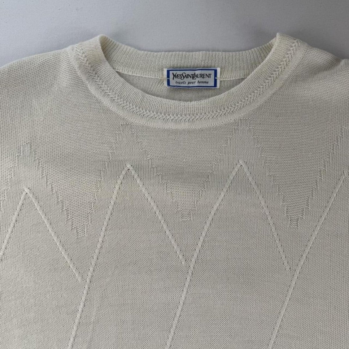 1990s Yves Saint Laurent YSL Embroidered Cream Jumper L - Threads Uncovered