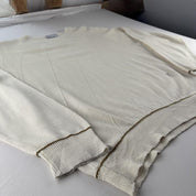 1990s Yves Saint Laurent YSL Embroidered Cream Jumper L - Threads Uncovered