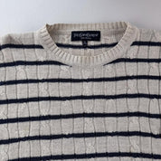 1990s Yves Saint Laurent YSL Stripped Knitted Cable Knit XL - Threads Uncovered