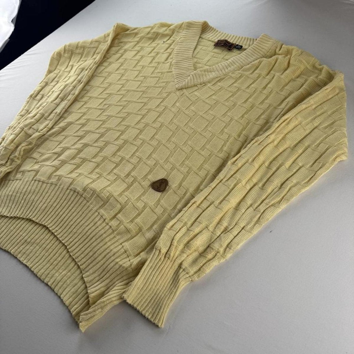 1990s Yves Saint Laurent YSL Yellow Knitted Jumper M - Threads Uncovered