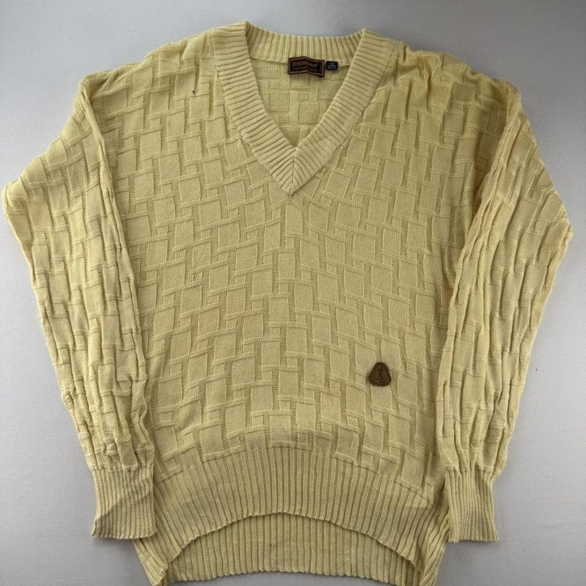 1990s Yves Saint Laurent YSL Yellow Knitted Jumper M - Threads Uncovered