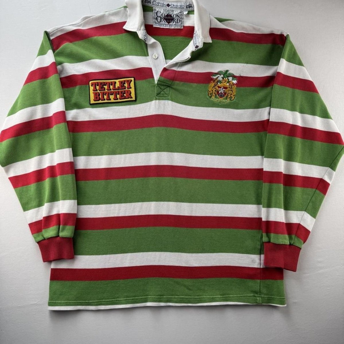 1993-95 Leicester Tigers Cotton Oxford Rugby Polo Shirt L - Threads Uncovered