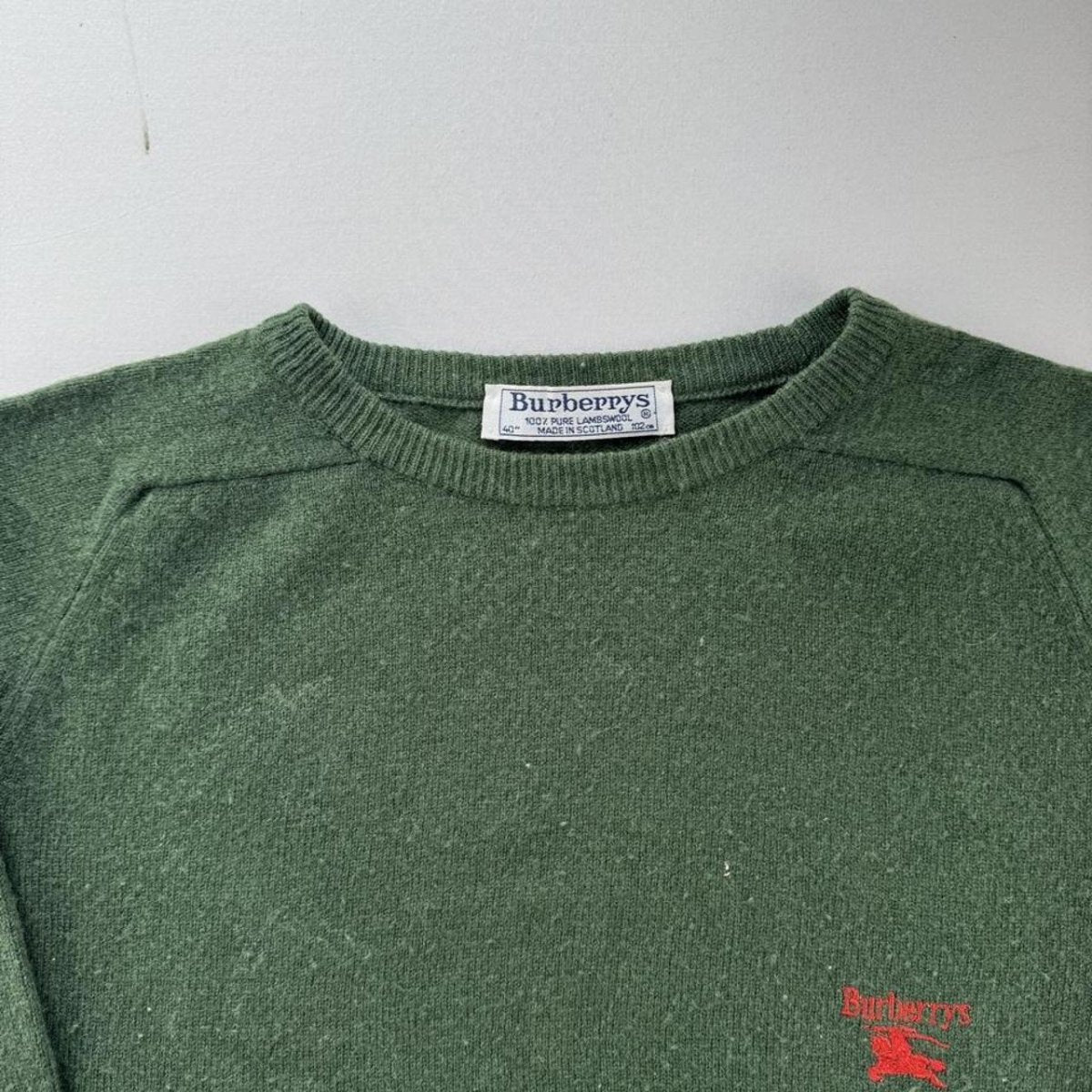 1995 Burberrys Lambswool Made In Scotland Embroidered Knitted Jumper M - Threads Uncovered