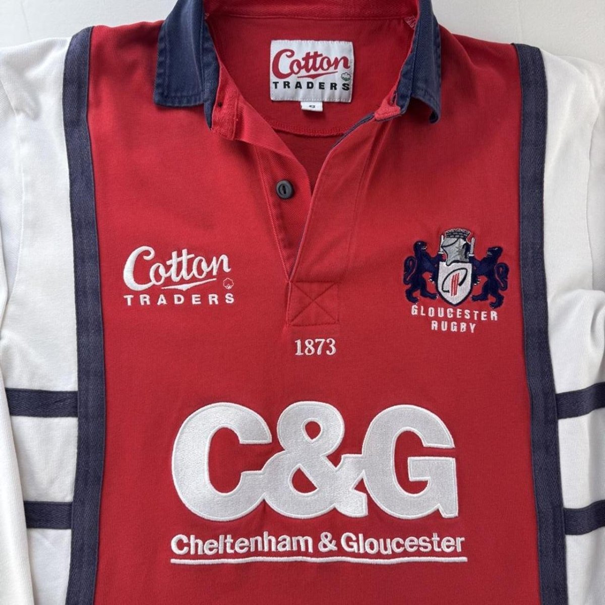 1999-2000 Cotton Traders Gloucester Rugby Long Sleeve Rugby Polo Shirt S - Threads Uncovered
