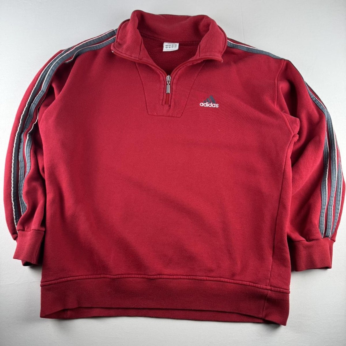 2000s Adidas Embroidered Spellout Quarter Zip Jumper L - Threads Uncovered