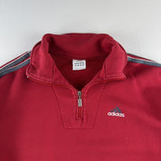 2000s Adidas Embroidered Spellout Quarter Zip Jumper L - Threads Uncovered