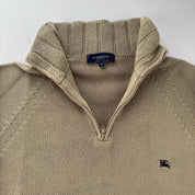 2000s Burberry Beige Cotton Quarter Zip S - Threads Uncovered