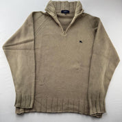 2000s Burberry Beige Cotton Quarter Zip S - Threads Uncovered