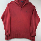 2000s Burberry Embroidered Logo Quarter Zip Jumper L - Threads Uncovered