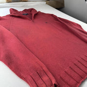2000s Burberry Embroidered Logo Quarter Zip Jumper L - Threads Uncovered