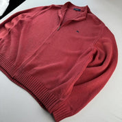 2000s Burberry Embroidered Logo Thick Knitted Full Zip Jumper L/XL - Threads Uncovered