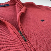 2000s Burberry Embroidered Logo Thick Knitted Full Zip Jumper L/XL - Threads Uncovered