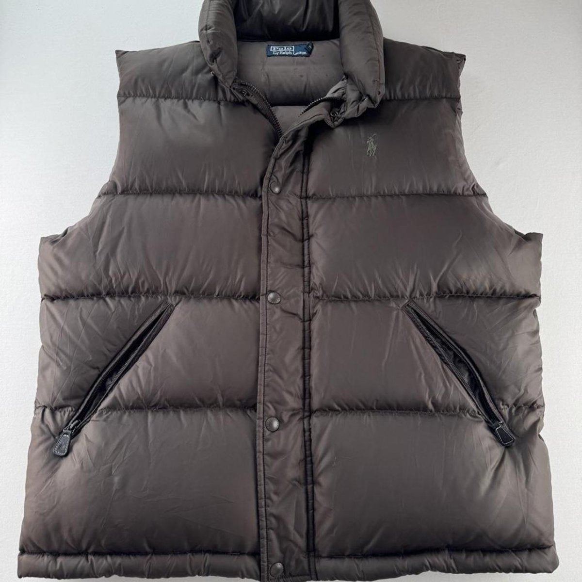 2000s Polo Ralph Lauren Brown Puffer Gilet L - Threads Uncovered