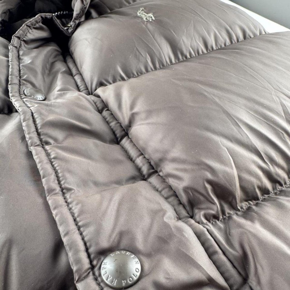 2000s Polo Ralph Lauren Brown Puffer Gilet L - Threads Uncovered