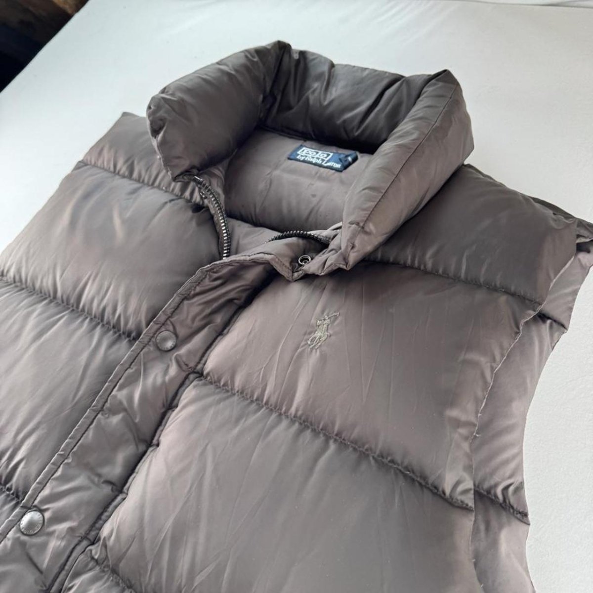 2000s Polo Ralph Lauren Brown Puffer Gilet L - Threads Uncovered