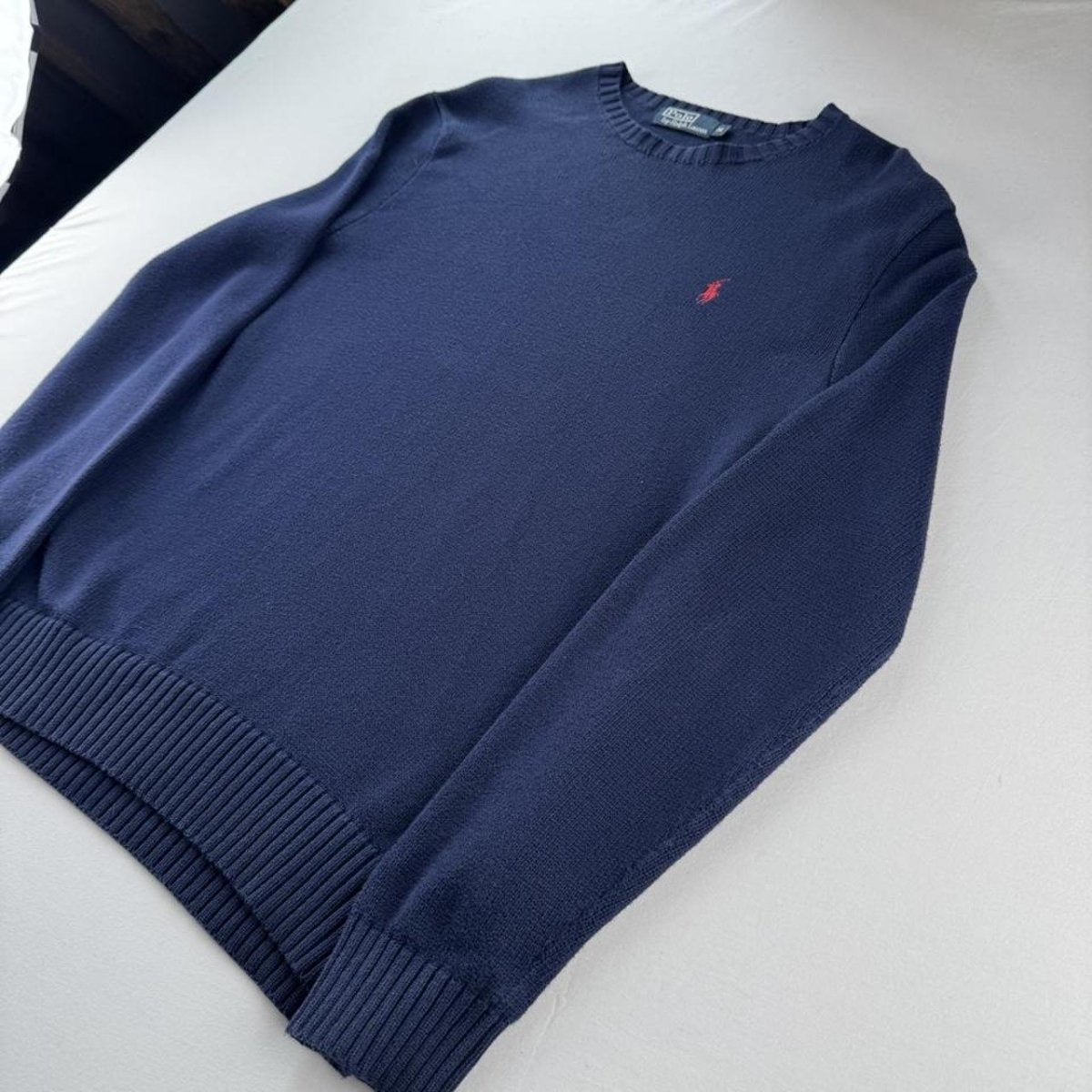 2000s Polo Ralph Lauren Navy Knitted Jumper M - Threads Uncovered