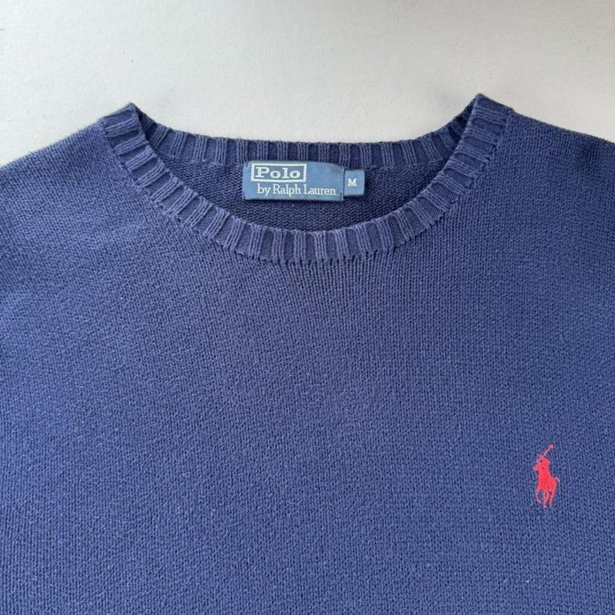 2000s Polo Ralph Lauren Navy Knitted Jumper M - Threads Uncovered