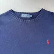 2000s Polo Ralph Lauren Navy Knitted Jumper M - Threads Uncovered
