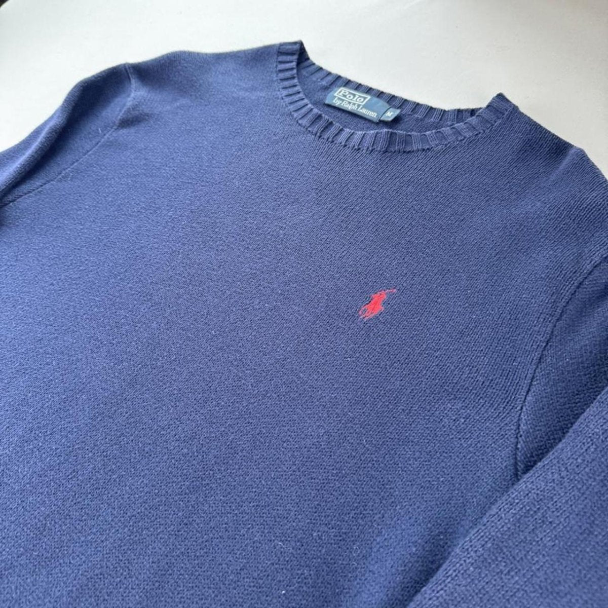 2000s Polo Ralph Lauren Navy Knitted Jumper M - Threads Uncovered