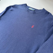 2000s Polo Ralph Lauren Navy Knitted Jumper M - Threads Uncovered