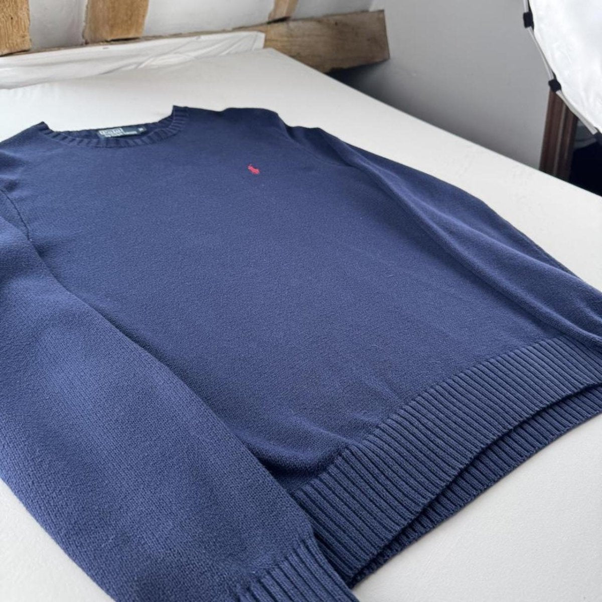2000s Polo Ralph Lauren Navy Knitted Jumper M - Threads Uncovered