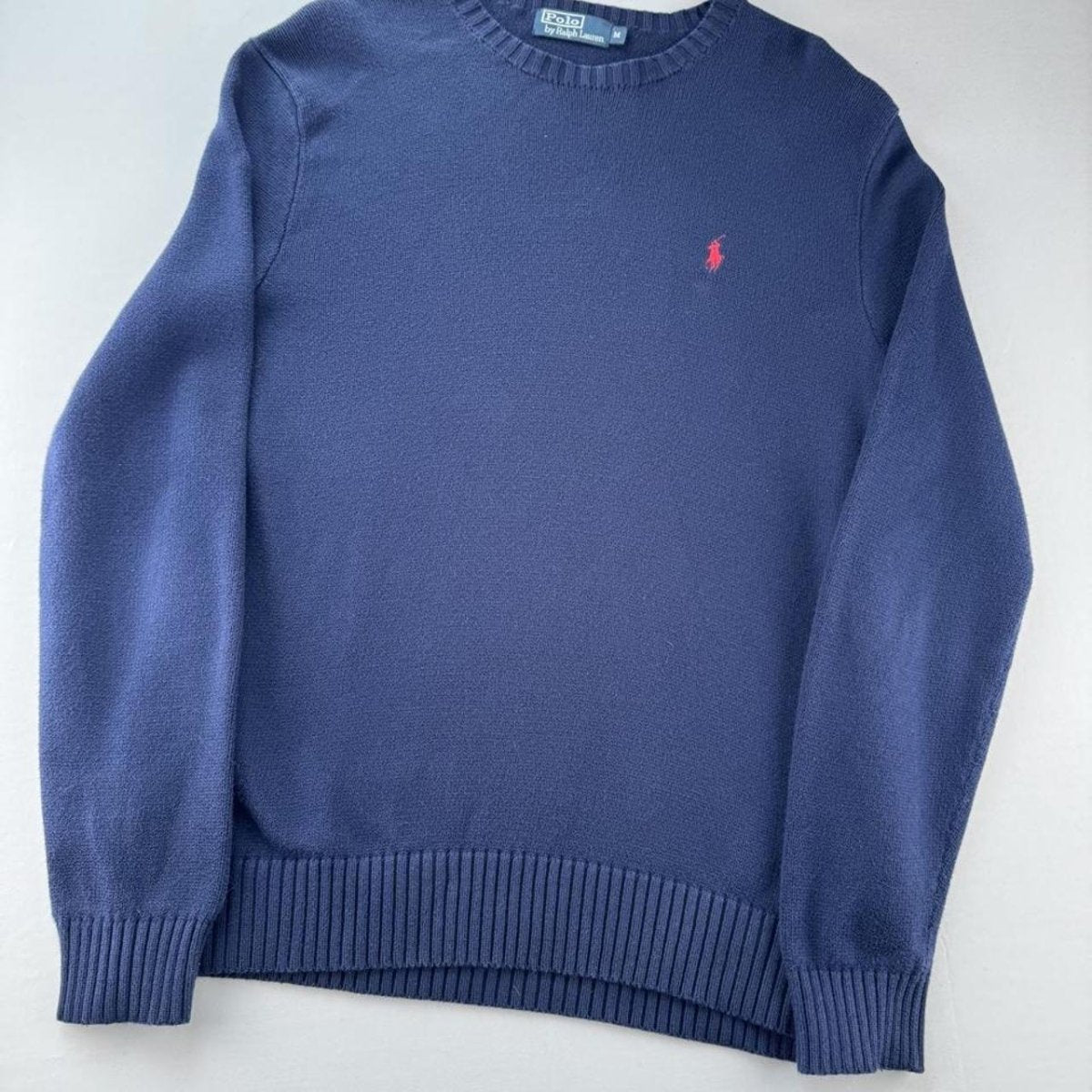 2000s Polo Ralph Lauren Navy Knitted Jumper M - Threads Uncovered