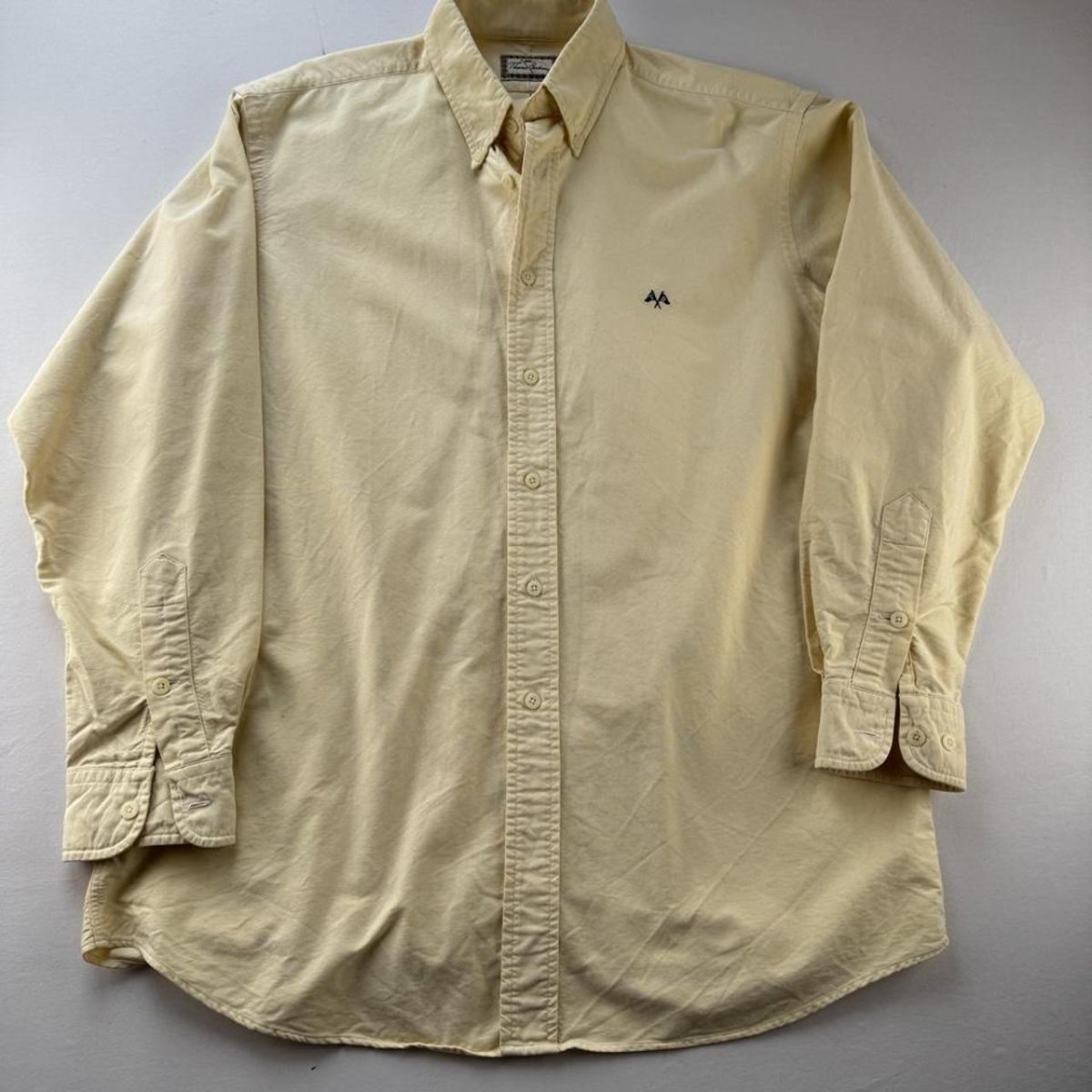 2000s Thomas Burberry Embroidered Yellow Button Down Shirt M - Threads Uncovered