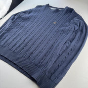 2000s Tommy Hilfiger Embroidered Thick Cable Knit L - Threads Uncovered