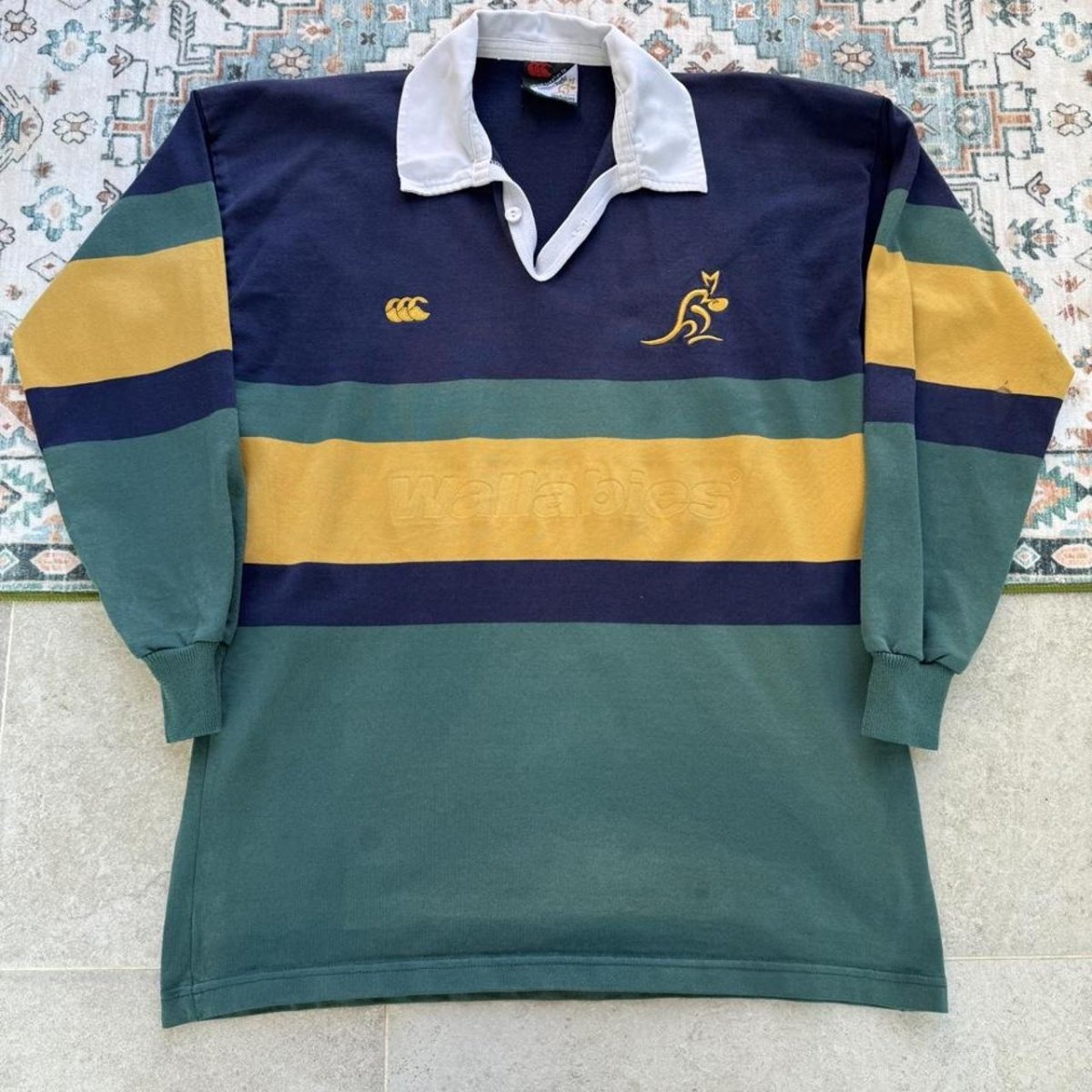 2001 Australia Wallabies Long Sleeve Rugby Polo L - Threads Uncovered
