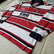 2003-05 Cotton Traders Long Sleeve Striped Gloucester Rugby Polo L - Threads Uncovered